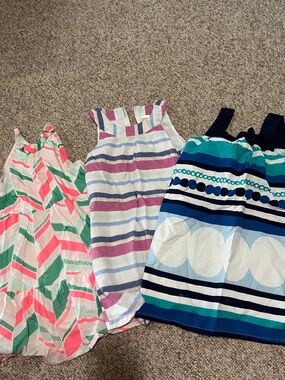 3 Pack Girls' Striped & Geometric Sundress Set - Pink, Teal, Blue